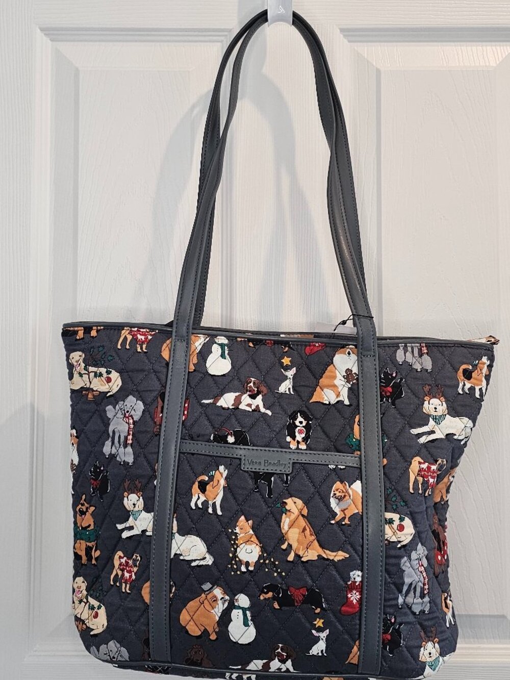 NWT Vera Bradley Small Trimmed Vera Holiday Dogs Purse Shoulder Bag Tote